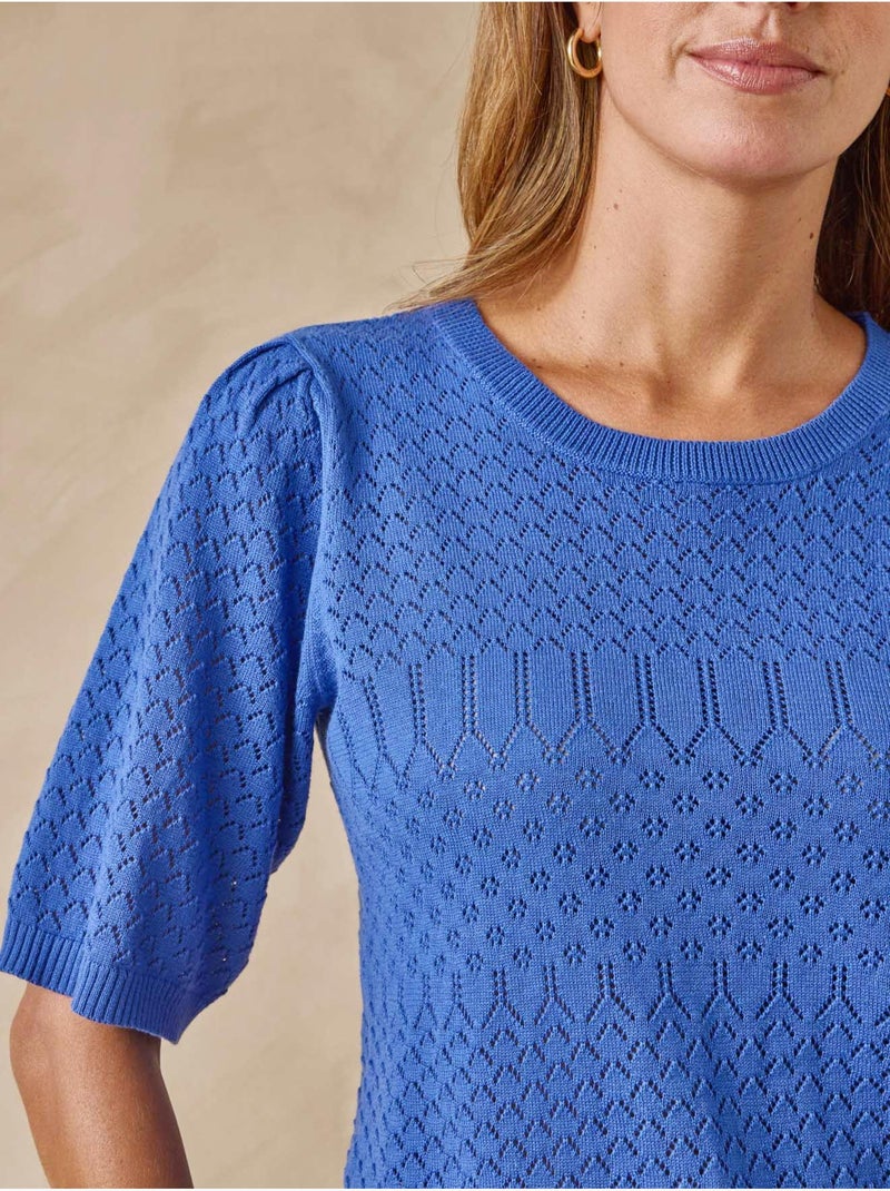 Pull maille encolure ronde - DAXON Bleu roi - Kiabi