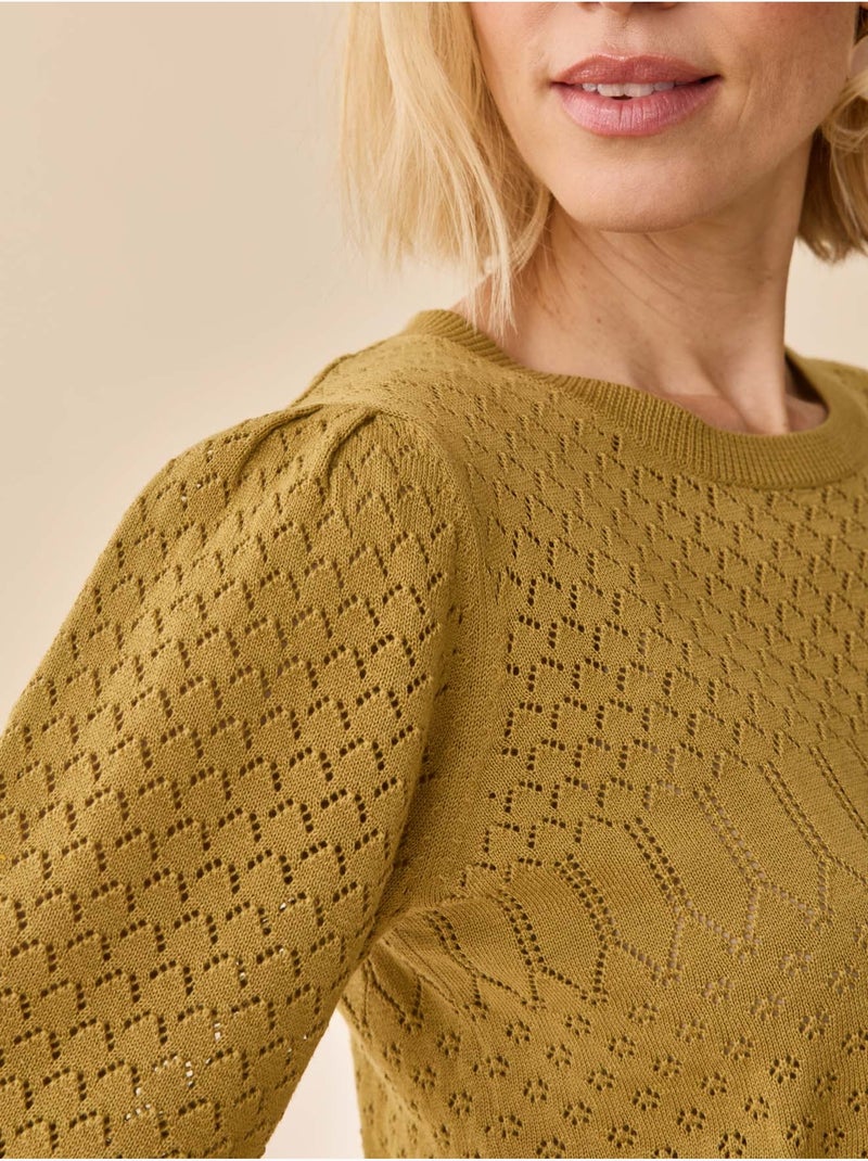 Pull maille encolure ronde - DAXON Kaki - Kiabi