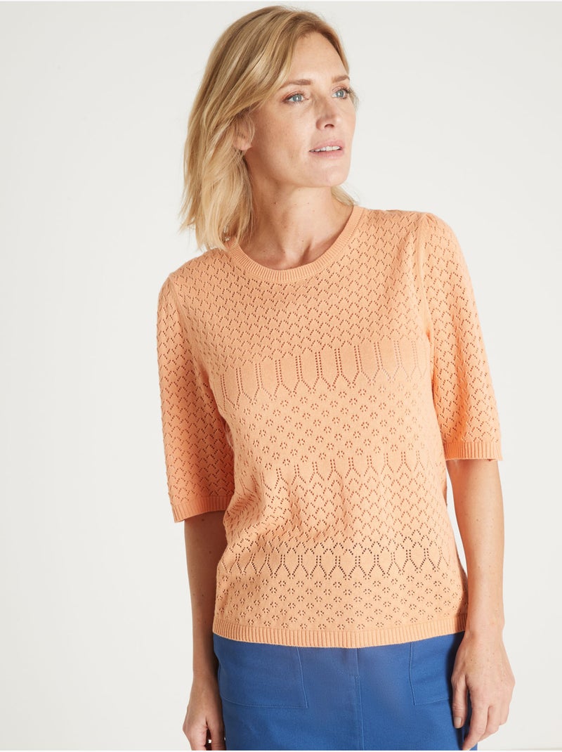 Pull maille encolure ronde - DAXON Orange clair - Kiabi