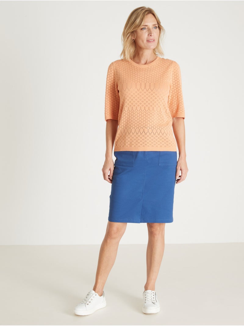 Pull maille encolure ronde - DAXON Orange clair - Kiabi