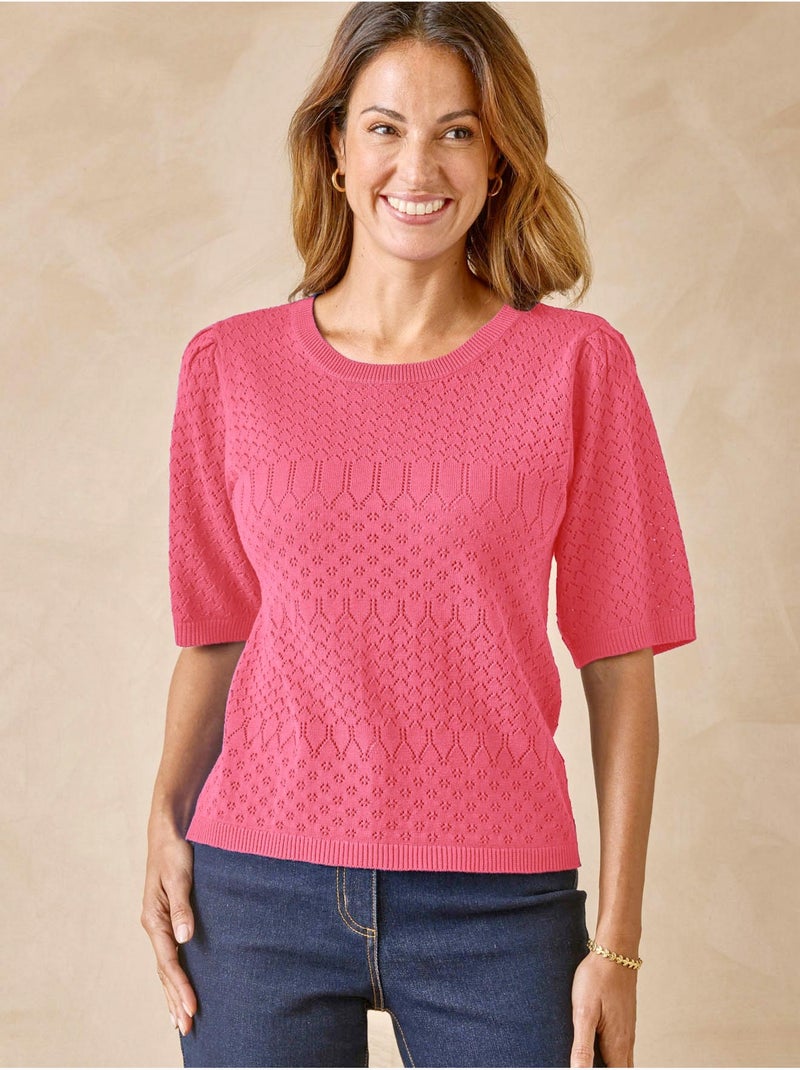 Pull maille encolure ronde - DAXON Rose - Kiabi