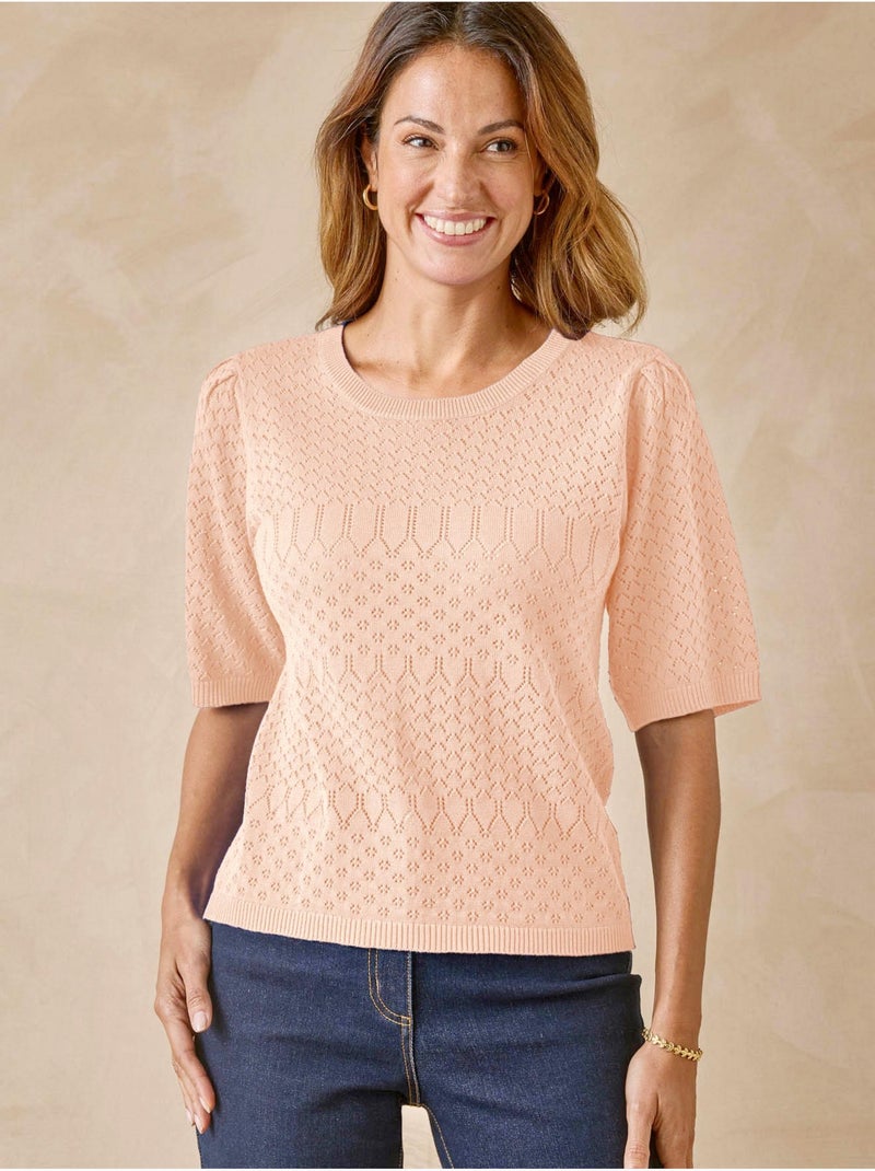 Pull maille encolure ronde - DAXON Saumon - Kiabi