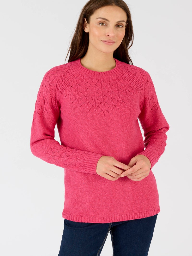 Pull maille fantaisie - Damart Rose framboise - Kiabi