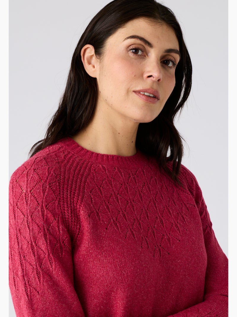 Pull maille fantaisie - Damart Rouge - Kiabi