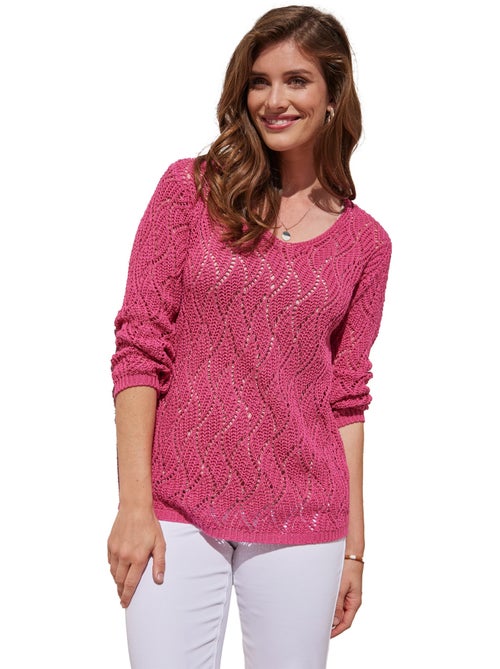 Pull maille fantaisie ajourée col V - Afibel - Kiabi