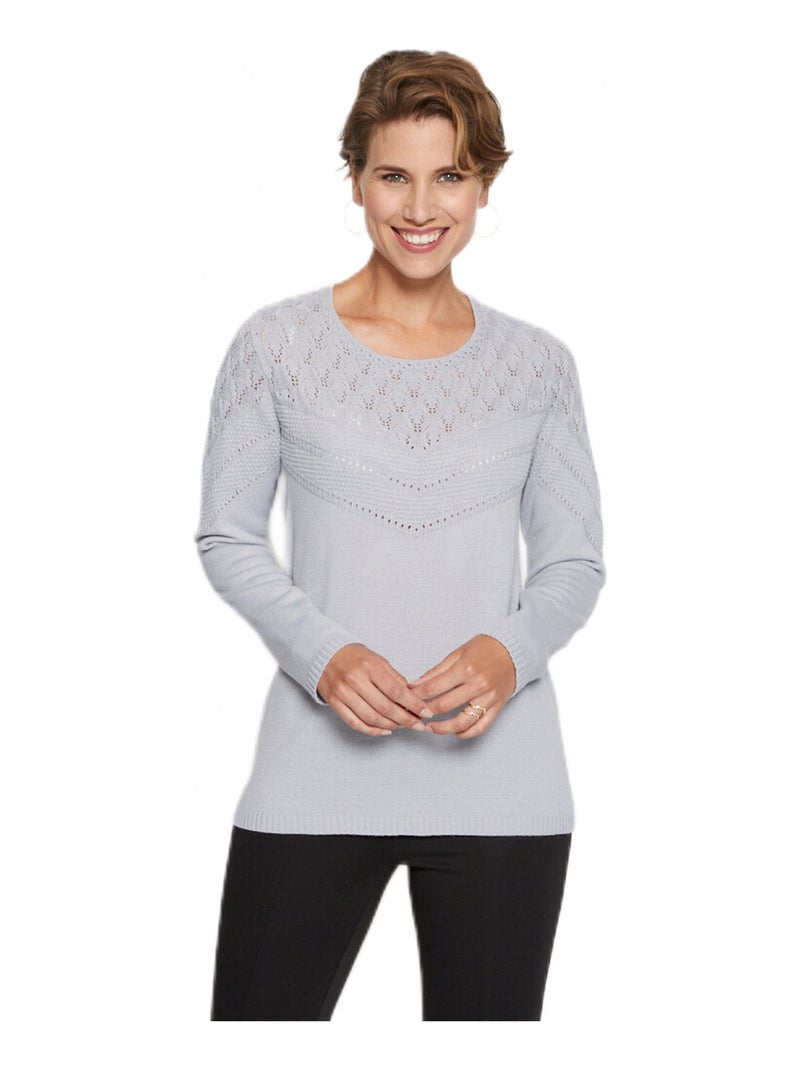 Pull maille fantaisie ajourée Gris - Kiabi