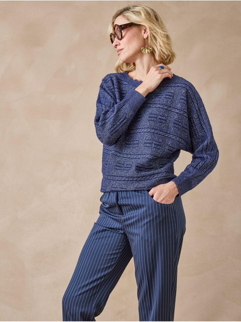 Pull maille fantaisie avec laine - DAXON Bleu marine - Kiabi