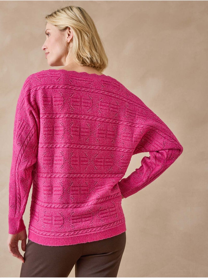 Pull maille fantaisie avec laine - DAXON Rose fushia - Kiabi