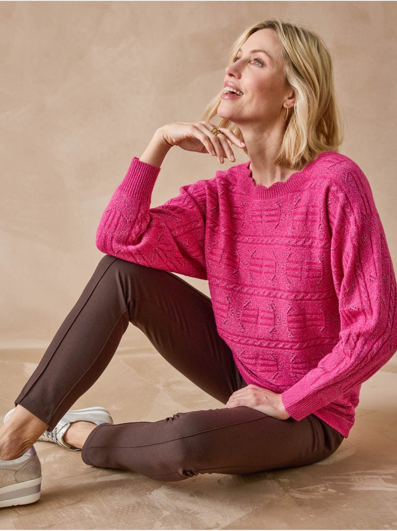 Pull maille fantaisie avec laine - DAXON Rose fushia - Kiabi