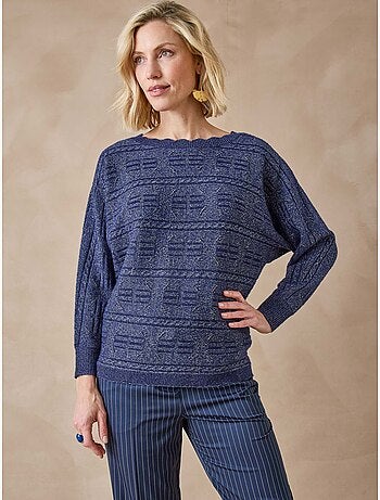 Pull maille fantaisie avec laine