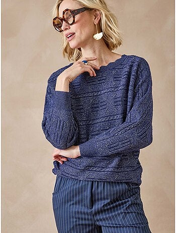 Pull maille fantaisie avec laine