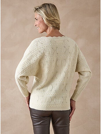 Pull maille fantaisie avec laine
