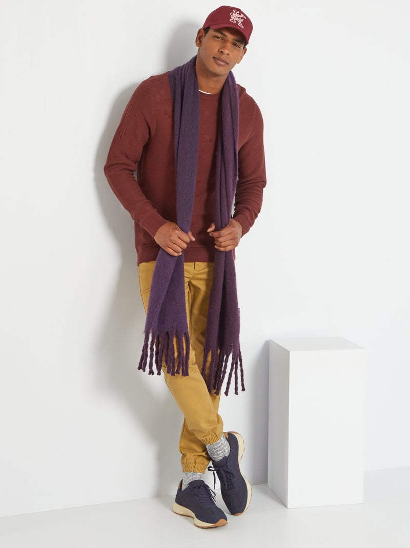 Pull maille fantaisie Bordeaux - Kiabi
