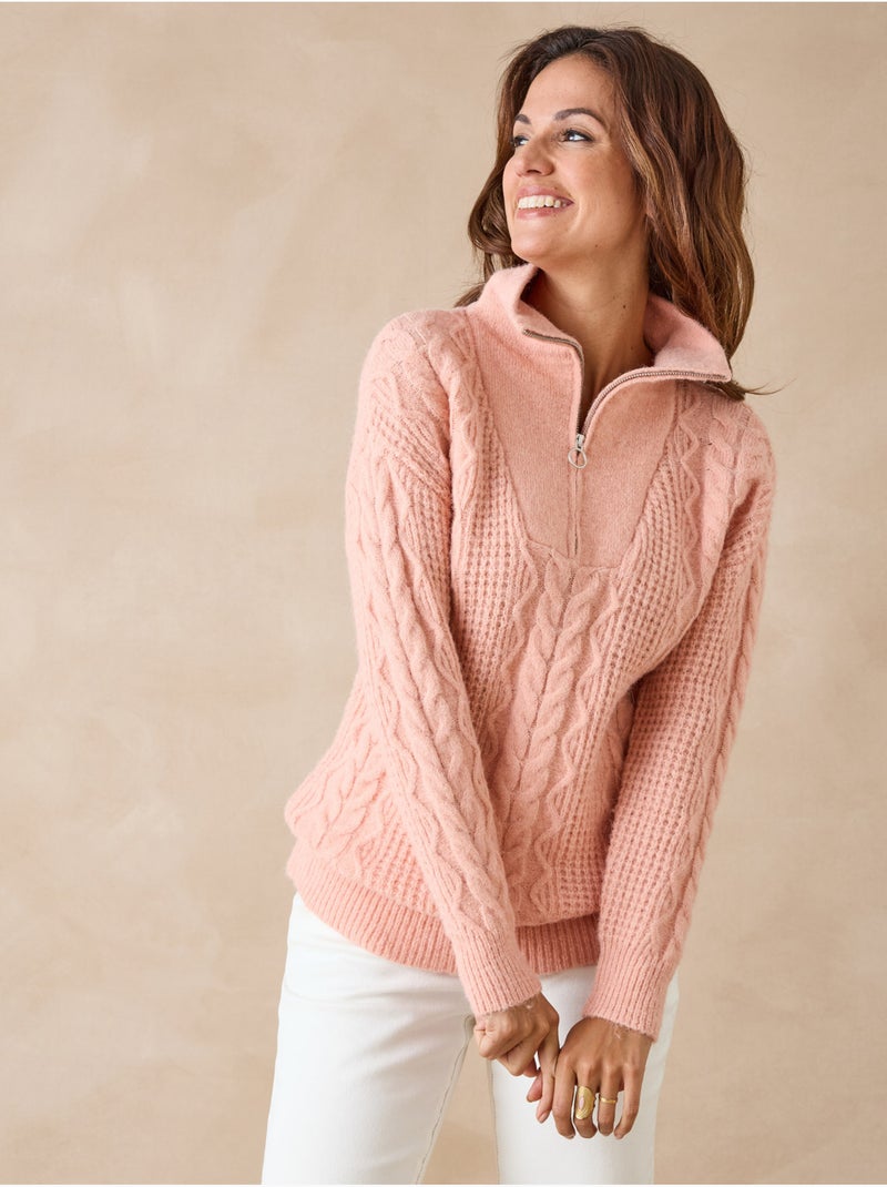 Pull maille fantaisie col camionneur - DAXON Rose - Kiabi