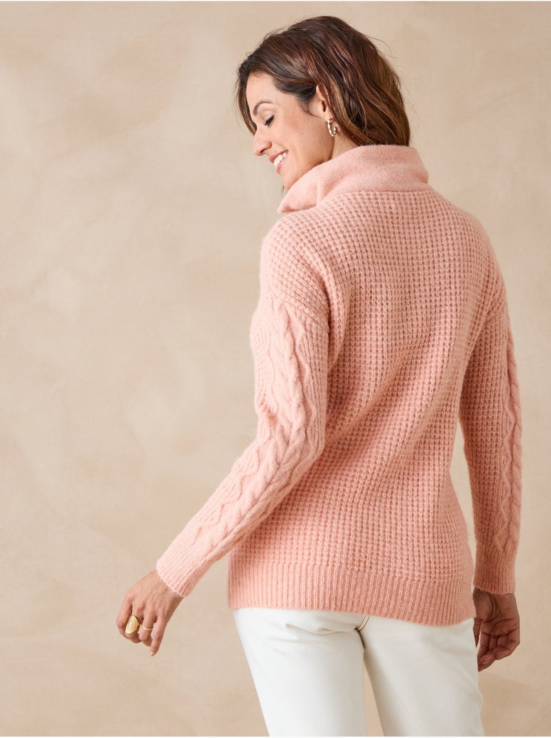 Pull maille fantaisie col camionneur - DAXON Rose - Kiabi