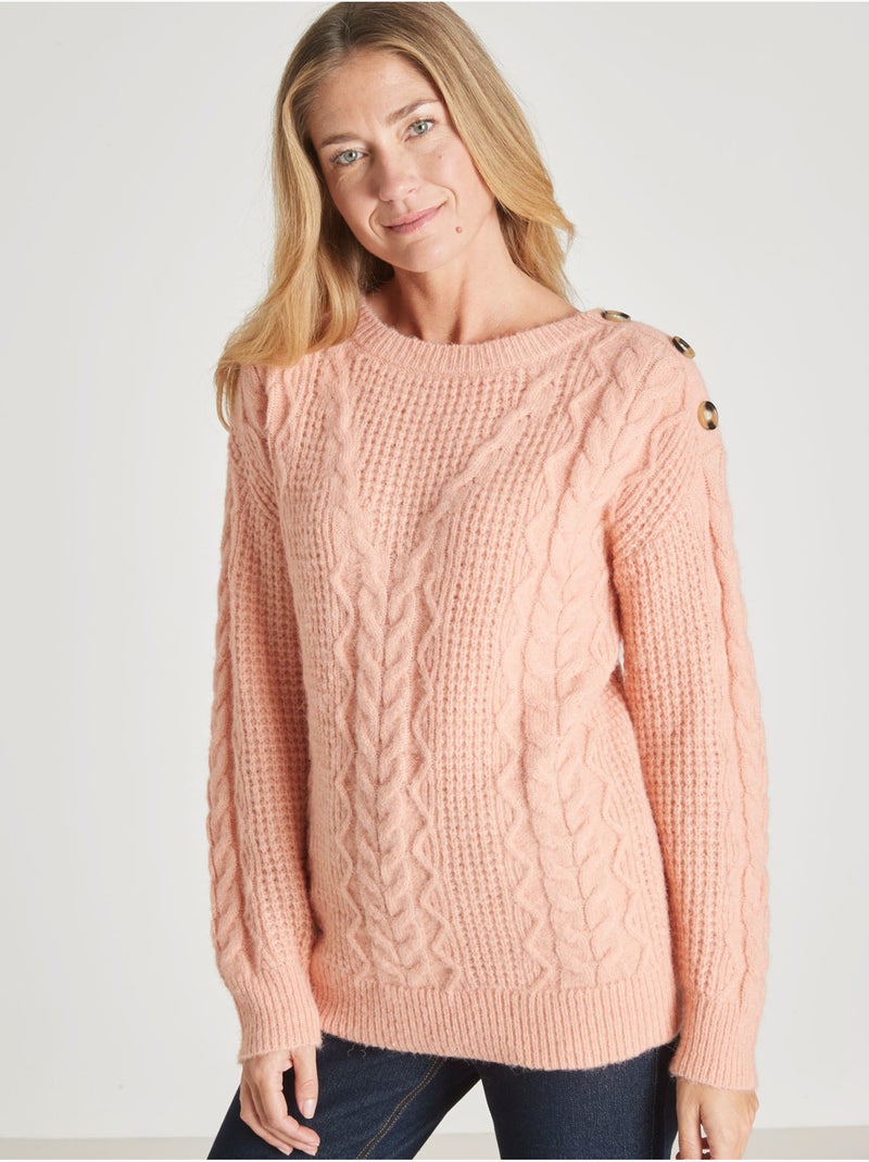 Pull maille fantaisie col rond - DAXON Rose - Kiabi