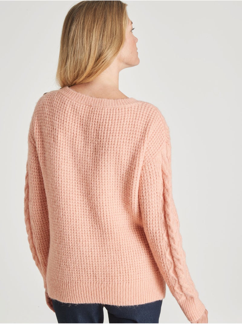 Pull maille fantaisie col rond - DAXON Rose - Kiabi