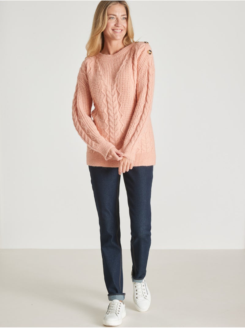 Pull maille fantaisie col rond - DAXON Rose - Kiabi