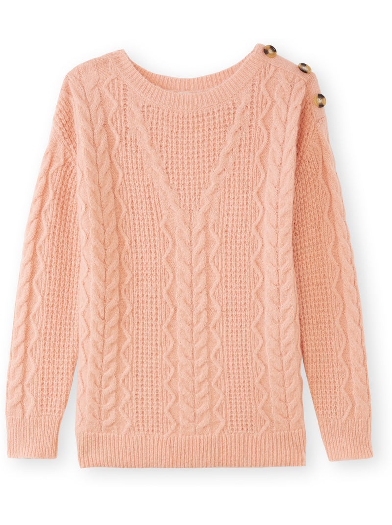 Pull maille fantaisie col rond - DAXON Rose - Kiabi