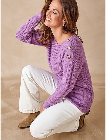 Pull maille fantaisie col rond - DAXON