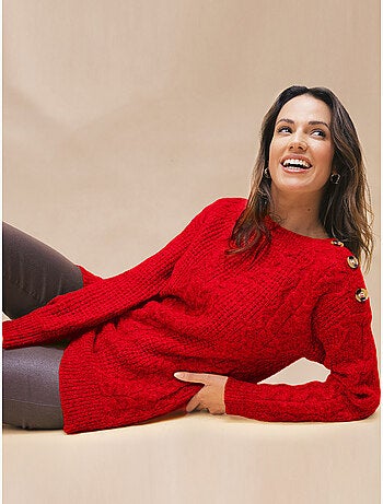 Pull maille fantaisie col rond