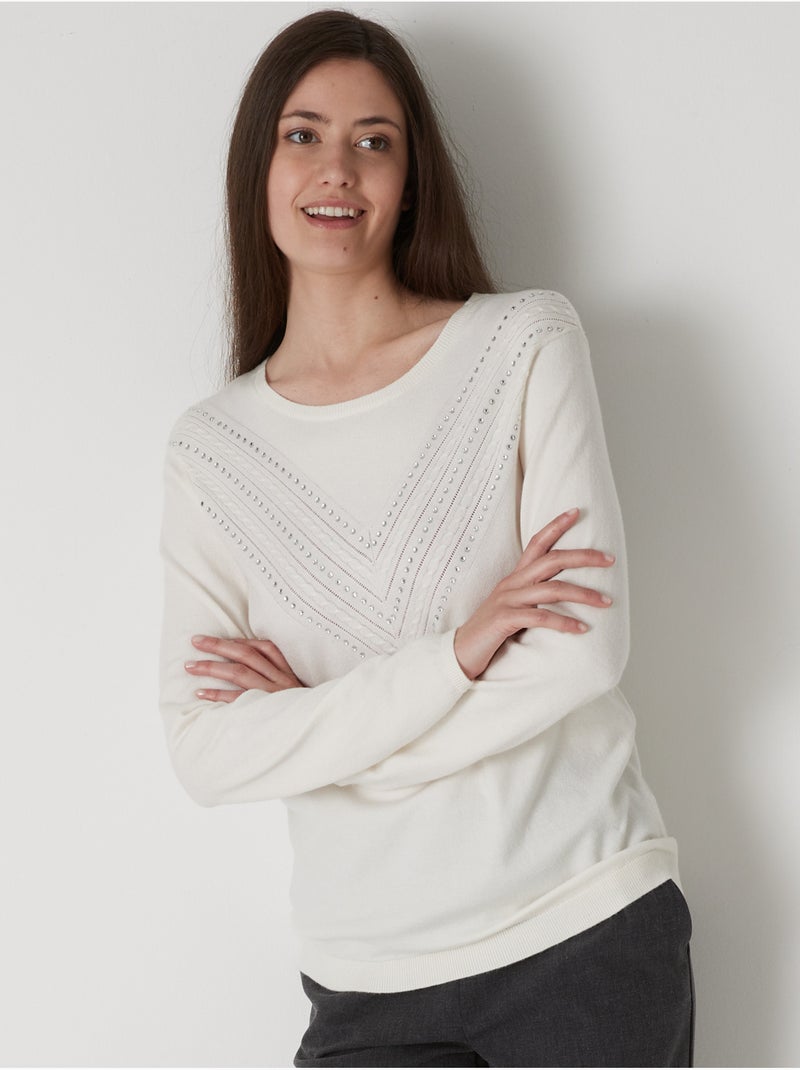 Pull maille fantaisie détails rivets - DAXON Ecru - Kiabi