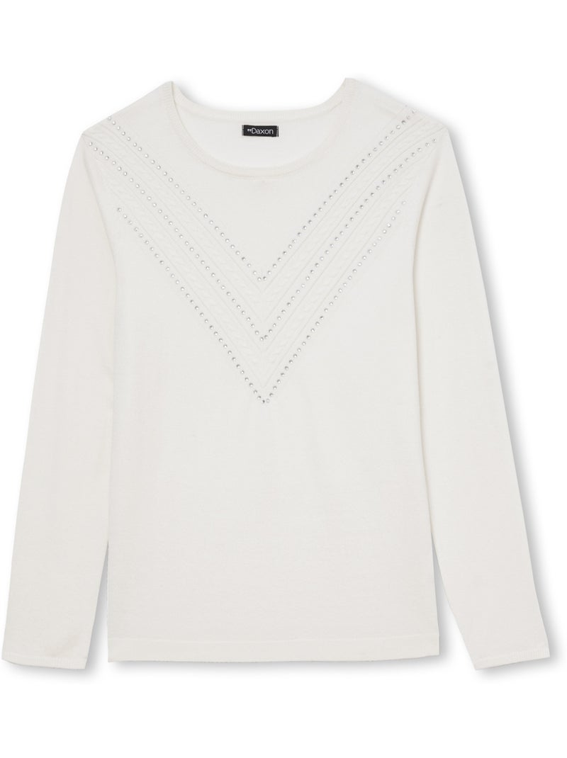 Pull maille fantaisie détails rivets - DAXON Ecru - Kiabi