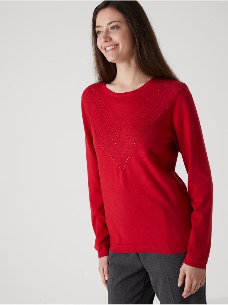 Pull maille fantaisie détails rivets - DAXON Rouge - Kiabi