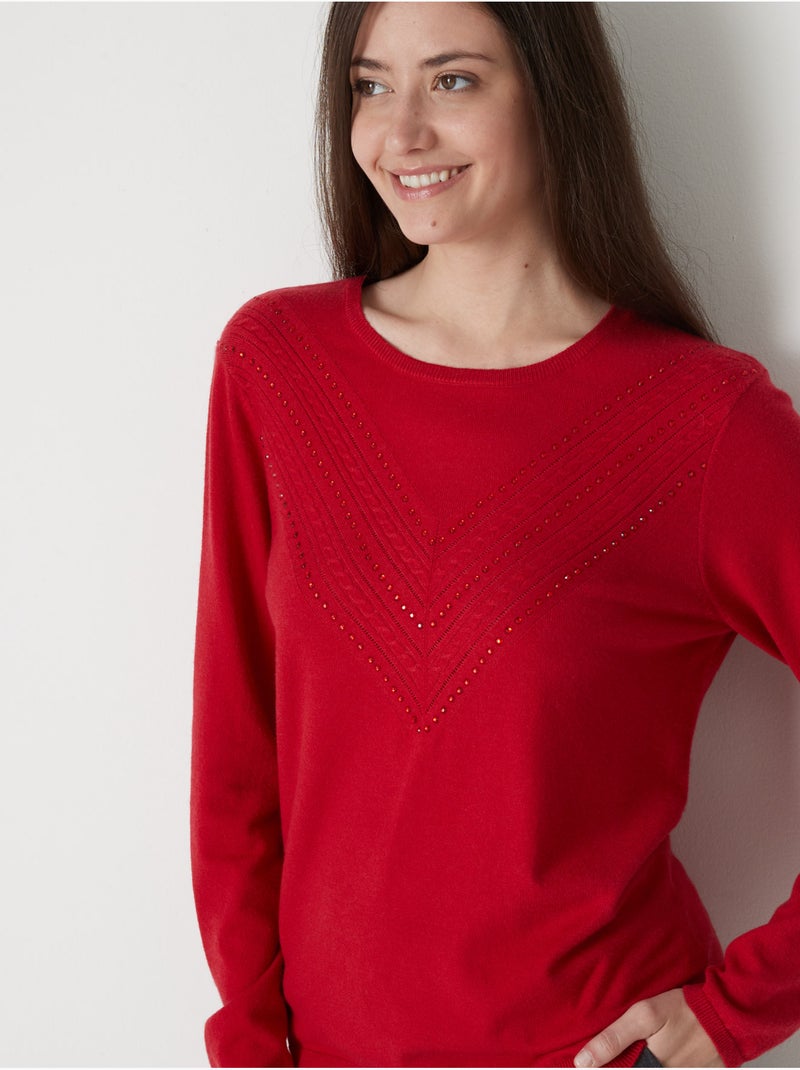 Pull maille fantaisie détails rivets - DAXON Rouge - Kiabi