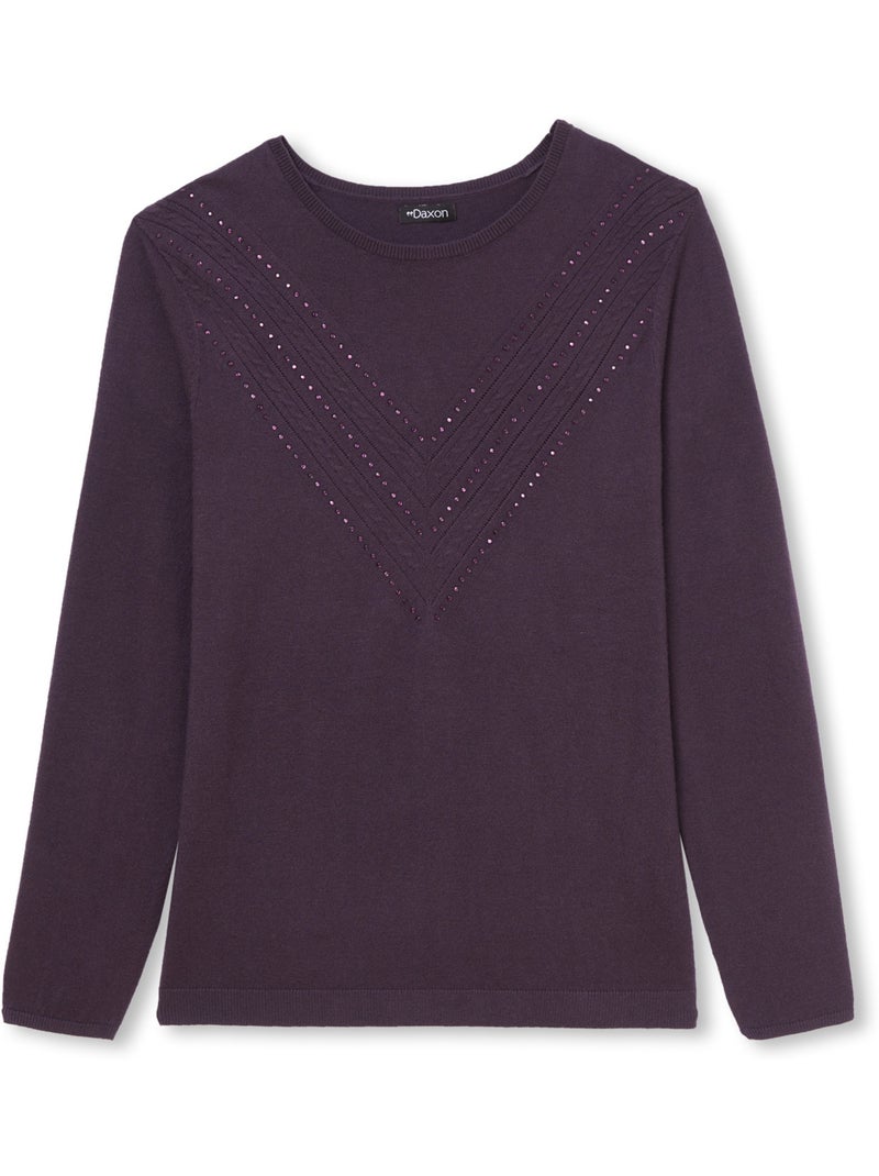 Pull maille fantaisie détails rivets - DAXON Violet prune - Kiabi