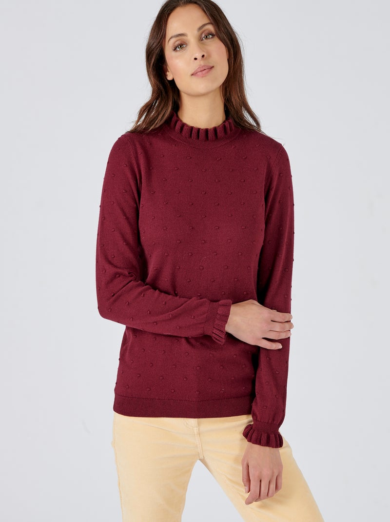 Pull maille fantaisie fine et chaude - Damart Bordeaux - Kiabi