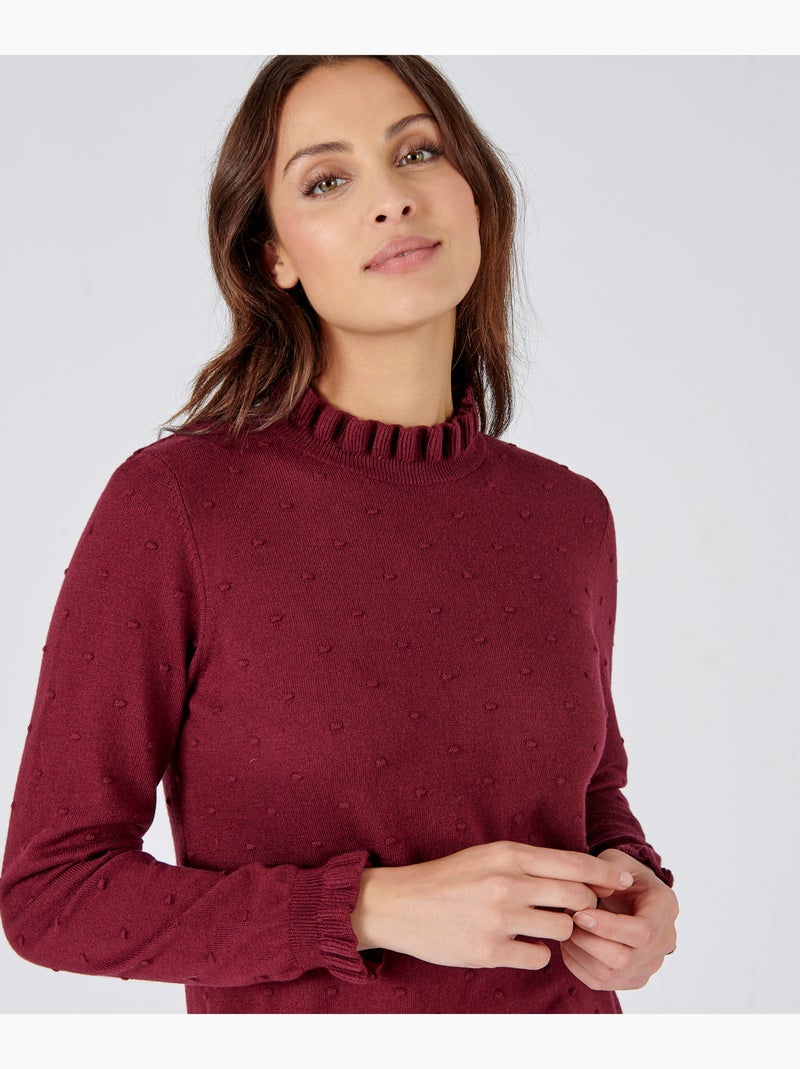 Pull maille fantaisie fine et chaude - Damart Rouge - Kiabi