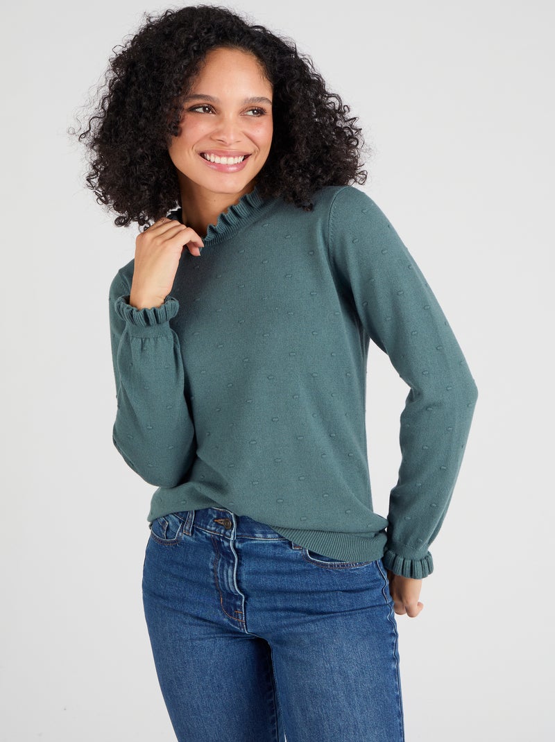 Pull maille fantaisie fine et chaude - Damart Vert - Kiabi