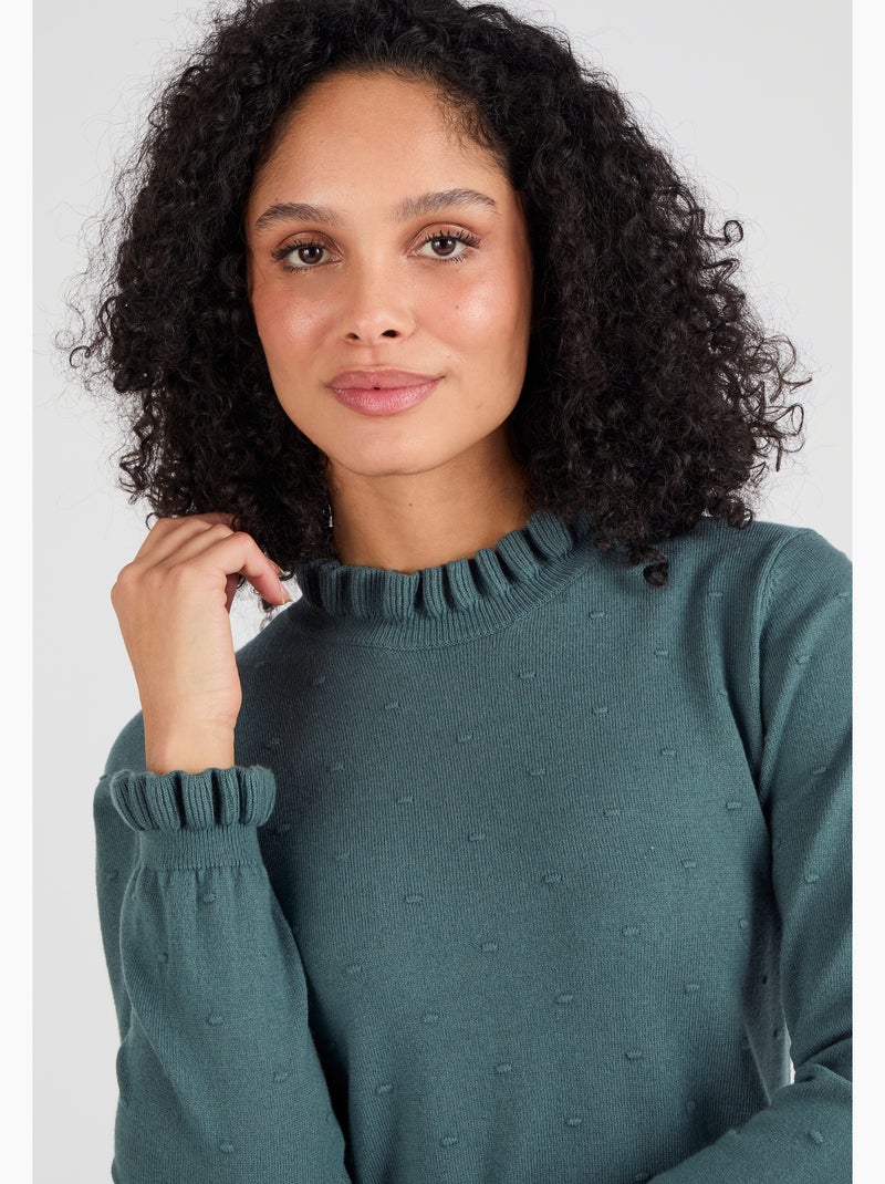 Pull maille fantaisie fine et chaude - Damart Vert - Kiabi