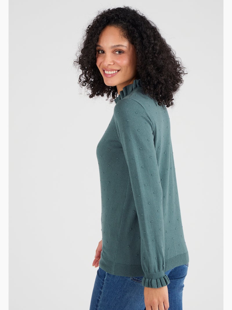 Pull maille fantaisie fine et chaude - Damart Vert - Kiabi
