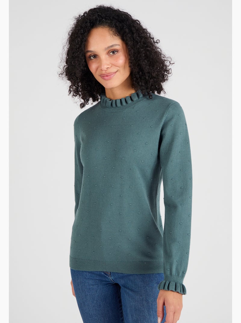 Pull maille fantaisie fine et chaude - Damart Vert - Kiabi