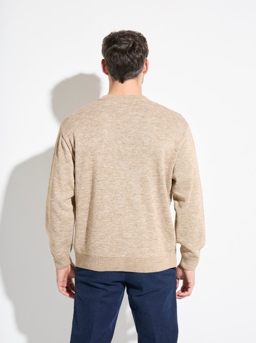Pull maille fantaisie laine col V manches longues - Afibel - Kiabi