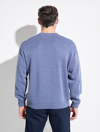 Pull maille fantaisie laine col v manches longues - afibel