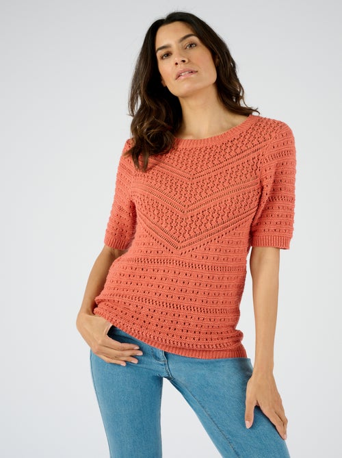 Pull maille fantaisie pur coton - Damart - Kiabi