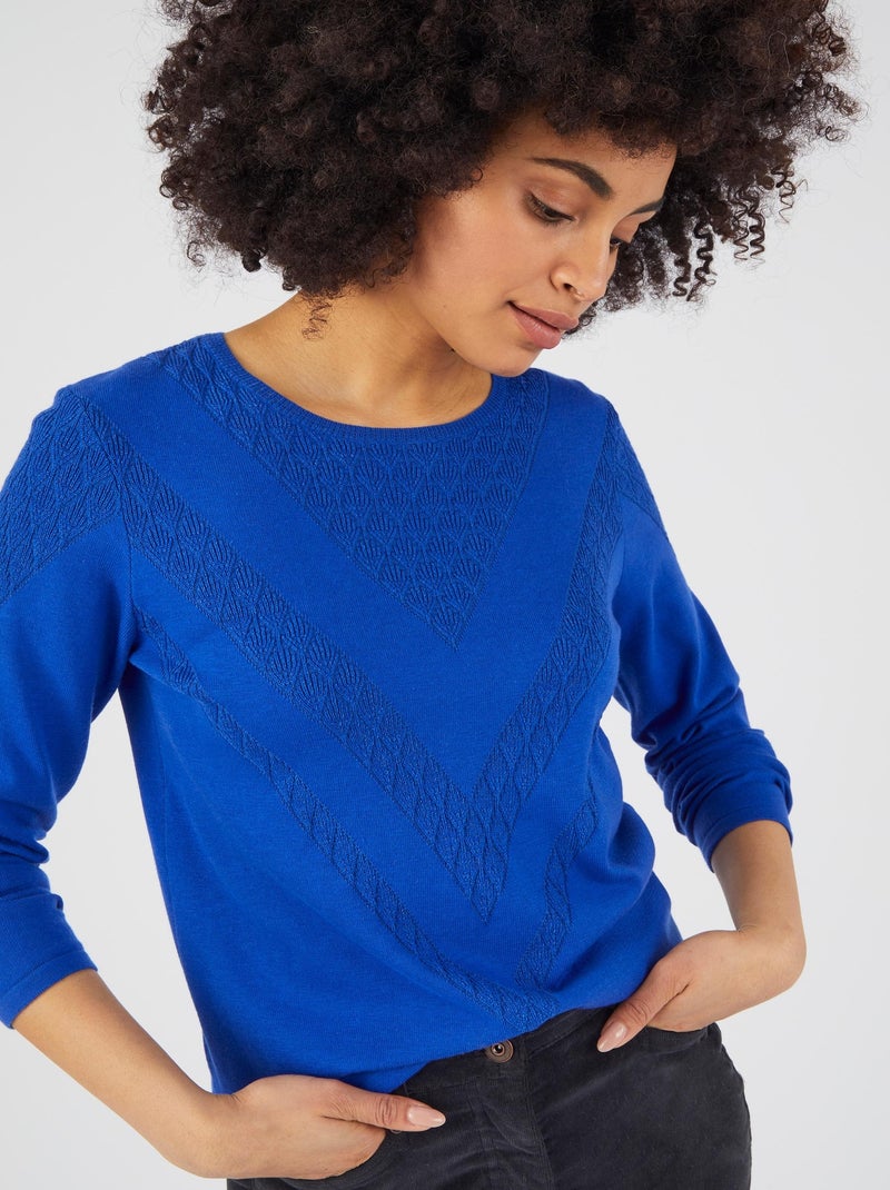 Pull maille fantaisie Thermolactyl - Damart Bleu - Kiabi