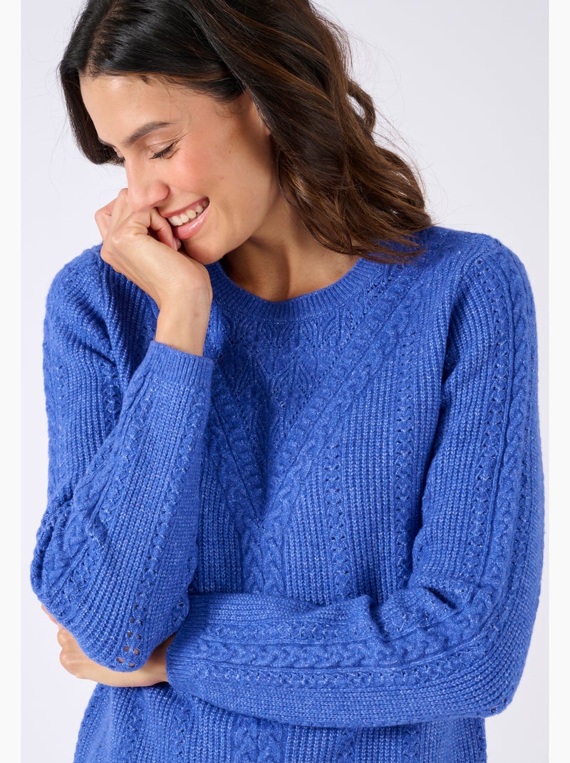 Pull maille fantaisie Thermolactyl - Damart Bleu - Kiabi