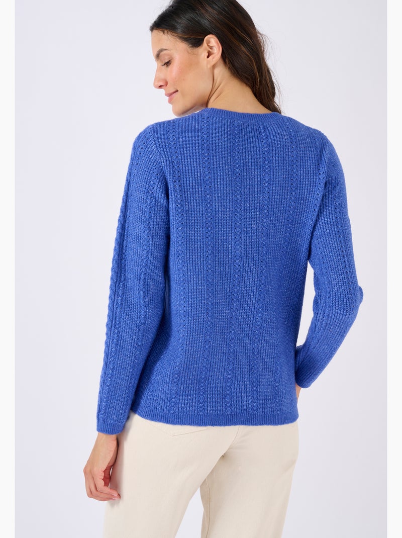 Pull maille fantaisie Thermolactyl - Damart Bleu - Kiabi