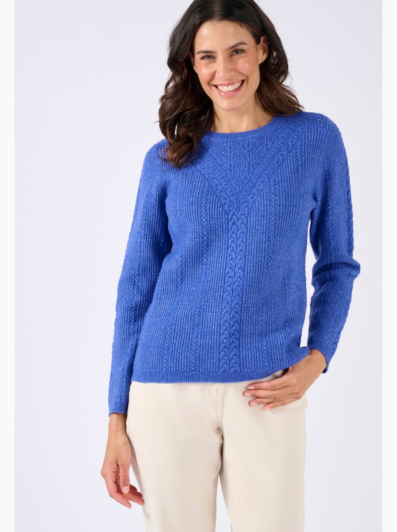 Pull maille fantaisie Thermolactyl - Damart Bleu - Kiabi