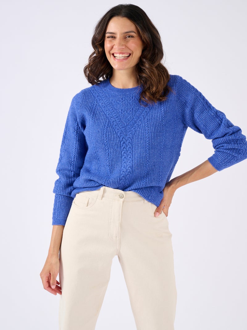 Pull maille fantaisie Thermolactyl - Damart Bleu outremer - Kiabi