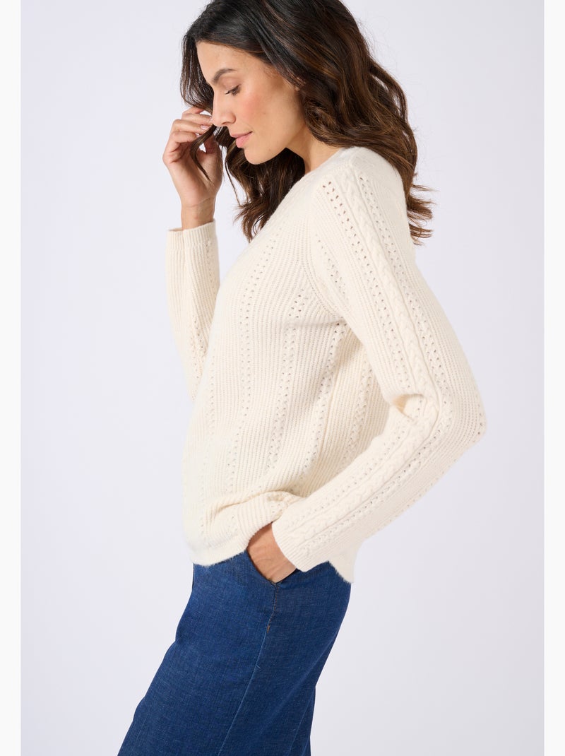 Pull maille fantaisie Thermolactyl - Damart Marron - Kiabi
