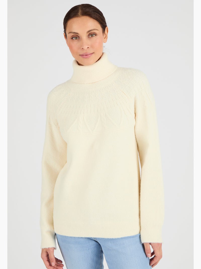Pull maille fantaisie Thermolactyl - Damart Marron - Kiabi