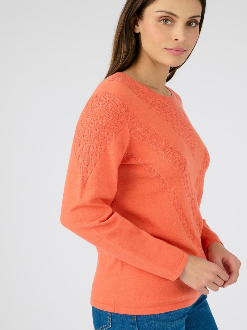 Pull maille fantaisie Thermolactyl - Damart Orange corail - Kiabi