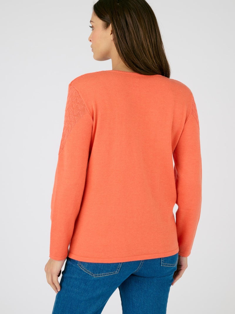 Pull maille fantaisie Thermolactyl - Damart Orange corail - Kiabi