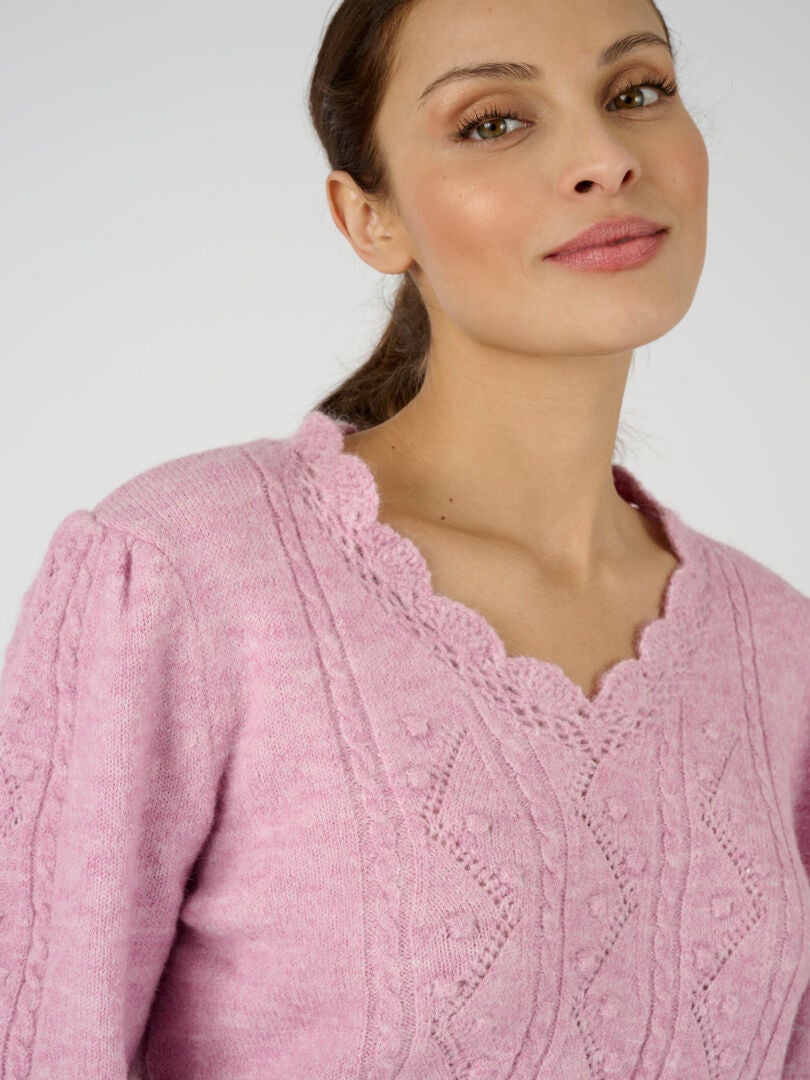 Pull Maille Ajourée Damart Thermolactyl - 70% Polyester Recyclé, Col Tunisien, Taille 34-56