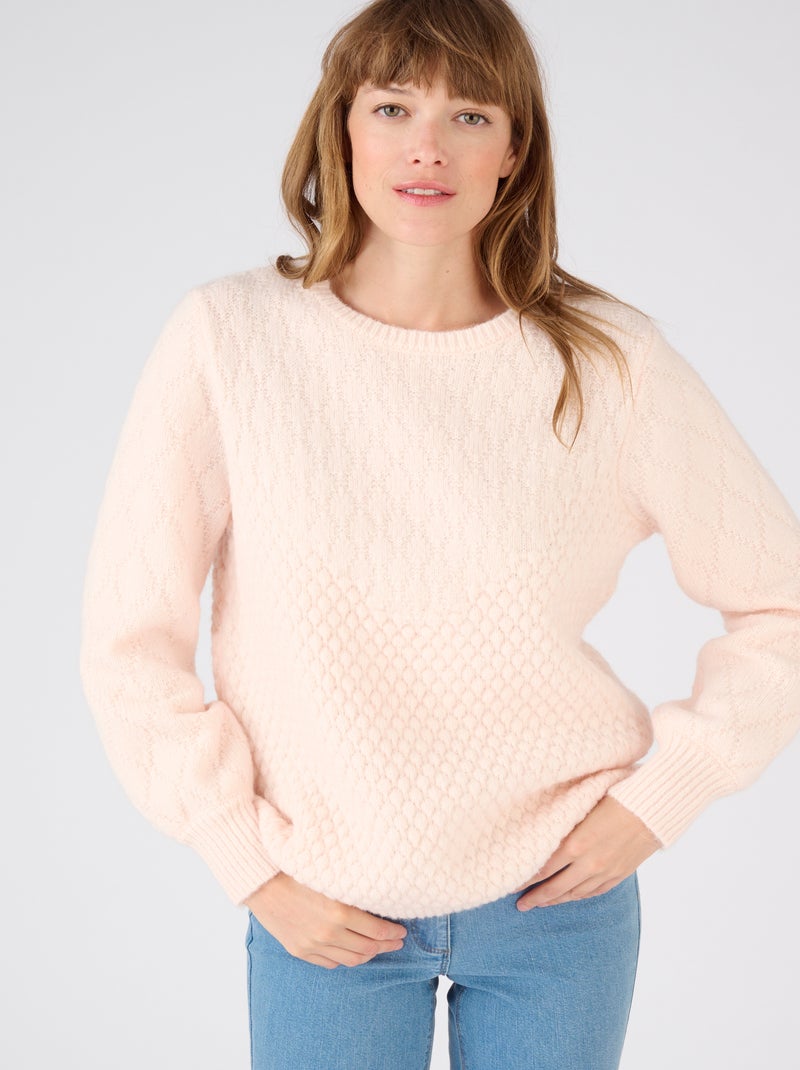 Pull maille fantaisie Thermolactyl - Damart Rose pâle - Kiabi